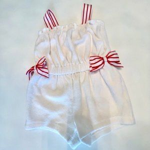Janie and Jack Baby Girls White Terry Swim Cover-Up Romper - Size 3-6 Months